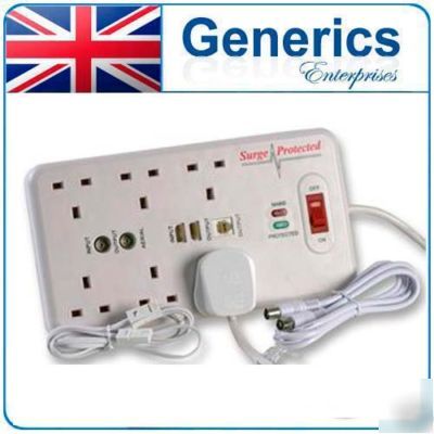 6 gang surge & rfi protected extension cable mains lead