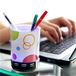 Desk buddy usb hub speaker pen holder light photo frame
