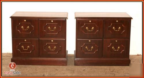 (2) ethan allen medium finish office filing cabinet