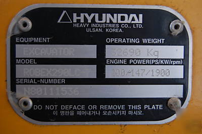 2006 hyundai robex 290 lc-7 long reach excavator 