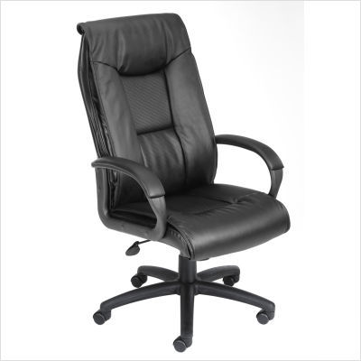 Boss office products pillow top chair black leatherplus