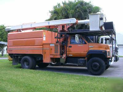 Bucket boom truck, mack dump truck, stump grinder +more