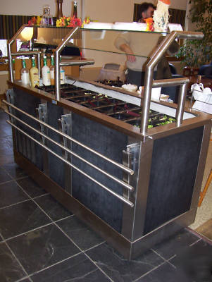 6' salad bar refrigerated cold food buffet sneeze guard