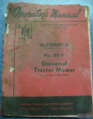 1951 mccormick 27 universal tractor mower manual parts