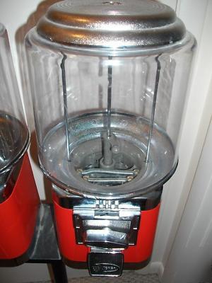 Double dual head gumball candy quarter vending machine