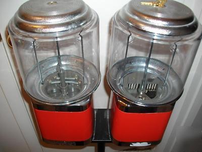 Double dual head gumball candy quarter vending machine