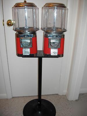 Double dual head gumball candy quarter vending machine