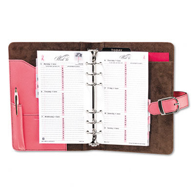 Pink ribbon organizer starter set w/leather binder pink