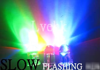 300P 5MM slow flash red green blue led lamp 15KMCD f/sh