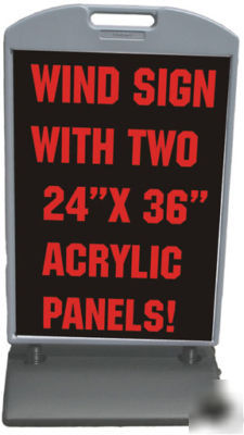 White acrylic wind sign 2 sided portable 48X26