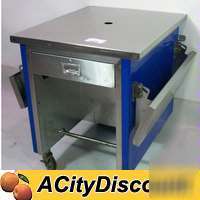 Blue commercial s/s mobile cashier / check out stand