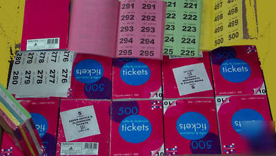 Raffle tickets 50BOOKS of 500(cloakroom)8COLORS tombola