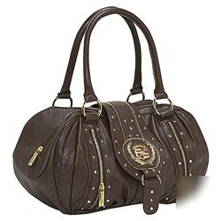 New ashley m cadillac zipper trimmed satchel - brown