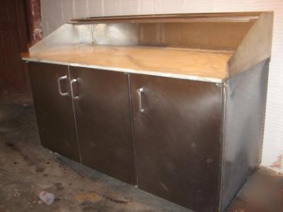 Prep table+topping stainless steal,3-door big storage