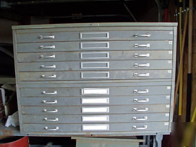 Steel age flat file 10 drawer cabinet