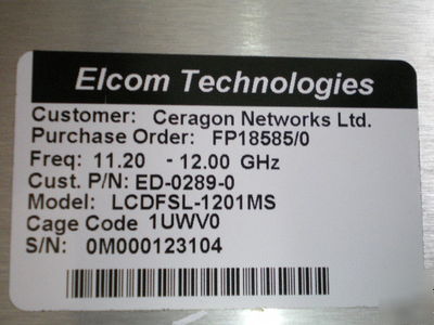 Elcom synthesizer 11.2-12 ghz lcdfsl-1201
