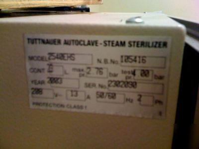 New tuttnauer ehs 2540 steam autoclave sterlizer brand 
