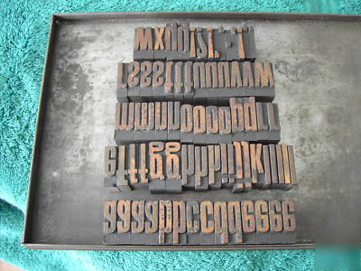 Vintage letterpress wooden type fount caps and l/c