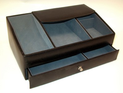 New leather desk/personal organizer with drawer, black