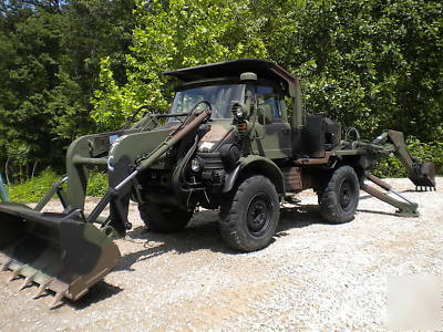 Military see tractor unimog 1987 backhoe front loader 