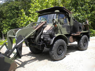 Military see tractor unimog 1987 backhoe front loader 