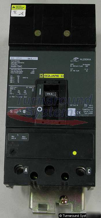 New square d KA26175AC circuit breaker, 175 amp i-line, 