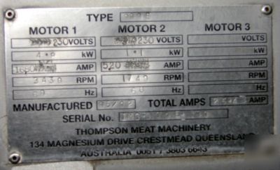 Dual hollymatic 900E meat mixer/grinder, gemini setup 