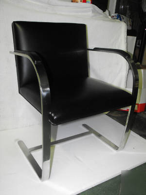 Knoll brno flat chrome frame side chairs--black leather