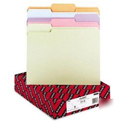 New file folders, single ply top, 1/3 cut, assorted ...