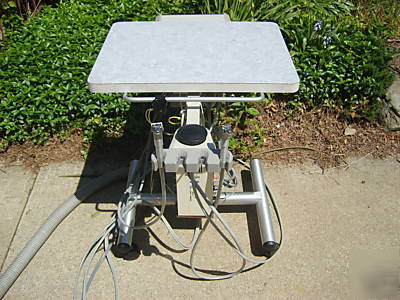 A dec dental cart @ light source, 2 hand tools & gauges