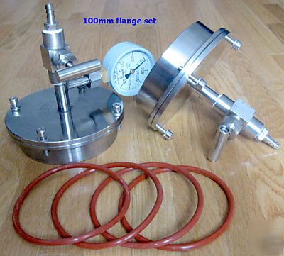 Stainless steel flange set vacuum meter 4 tube furnace