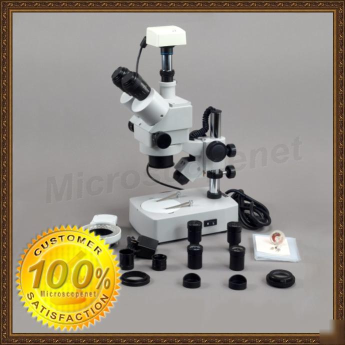 Stereo microscope 3.5X-90X w 54 led lite 3MP usb camera