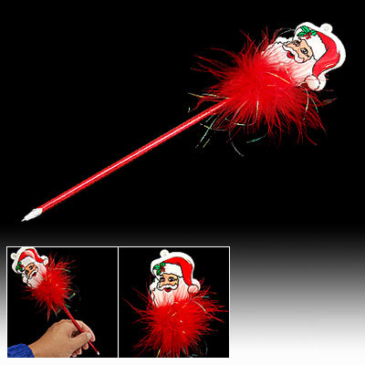 New blue ink red feather santa polyester ballpoint pen 