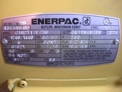 Enerpac ZE5 hydraulic pump motor 131348 moteur 3 hp