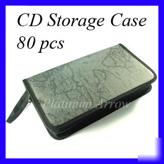 80 pcs cd dvd blu-ray disc wallet storage case grey
