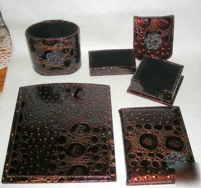 Desk set mouse pad note holder pen cup business card 