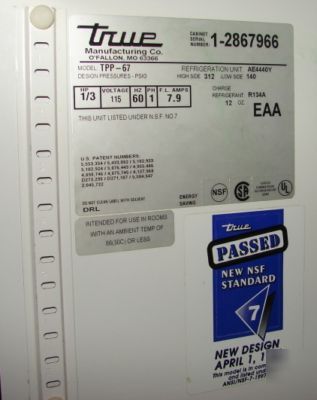 True tpp-67 refrigerated pizza prep table