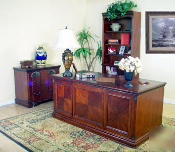 3 pc cherry office set computer desk file cab. bookcase