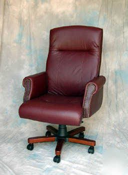 Genuine leather burgundy executive office chair
