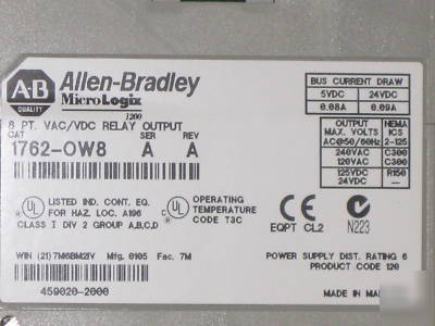New allen bradley 1762-OW8 micrologix relay output uni* 