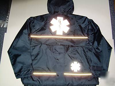 Emt ems paramedic hooded storm jacket w star of life lg