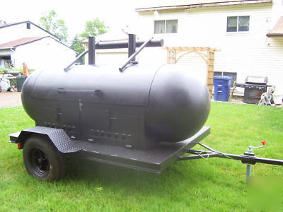 Grill / smoker mounted on trailer