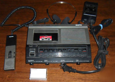 Sanyo trc-5200 memo-scriber dictation machine w/extras 