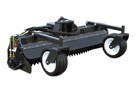 Skid steer soil conditioner tiller rock rake attachment